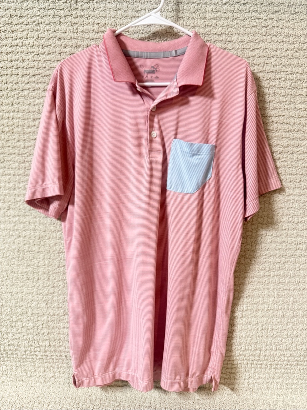 Puma Pink Polo with Light Blue Pocket